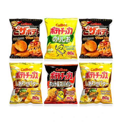 多款 Calbee 日本薯片口味展示